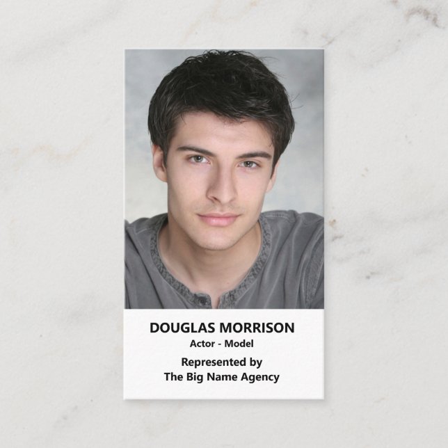 Actor Actress Model Vertical Photo Business Card (Front)
