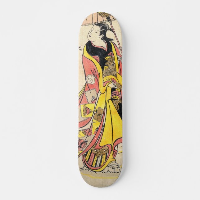 Actor Arashi Wakano Nishimura Shigenaga woodblock Skateboard (Front)