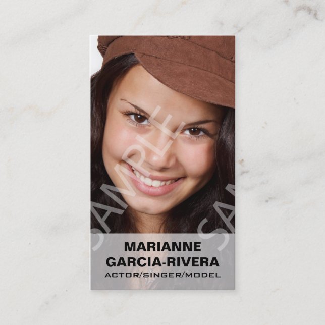 Actor Headshots White Transparent Panel Business Card (Front)