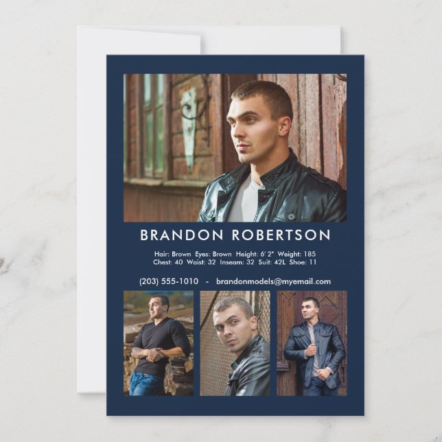 Actor Model 4 Photo 5x7 Comp/Zed Card Template (Front)