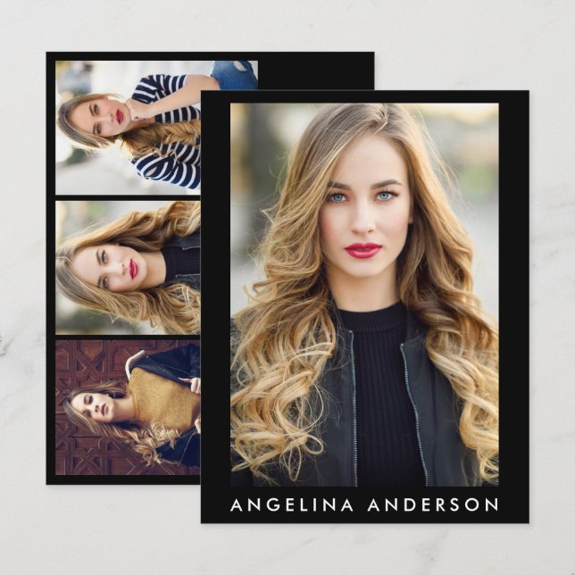 Actor Model 4 Photo Comp Card - Postcard Size Blk (Front/Back)