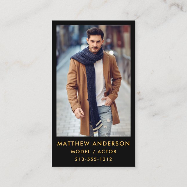 Actor Model Colour Photo Business Card - Gold (Front)