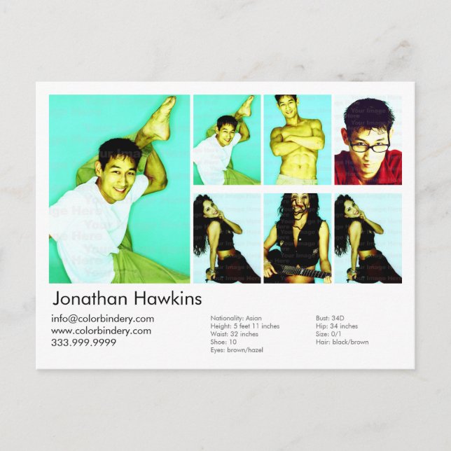 Actor/Model Headshot Card (Front)