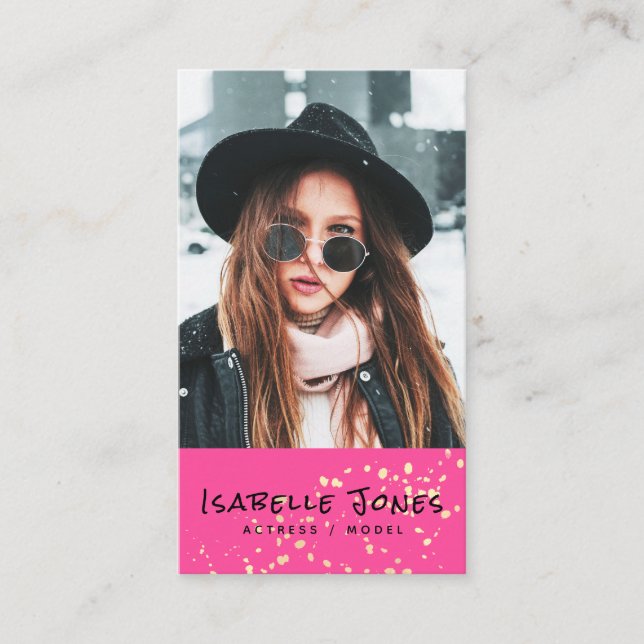 Actor Model Singer Dancer Pink Photo Business Card (Front)