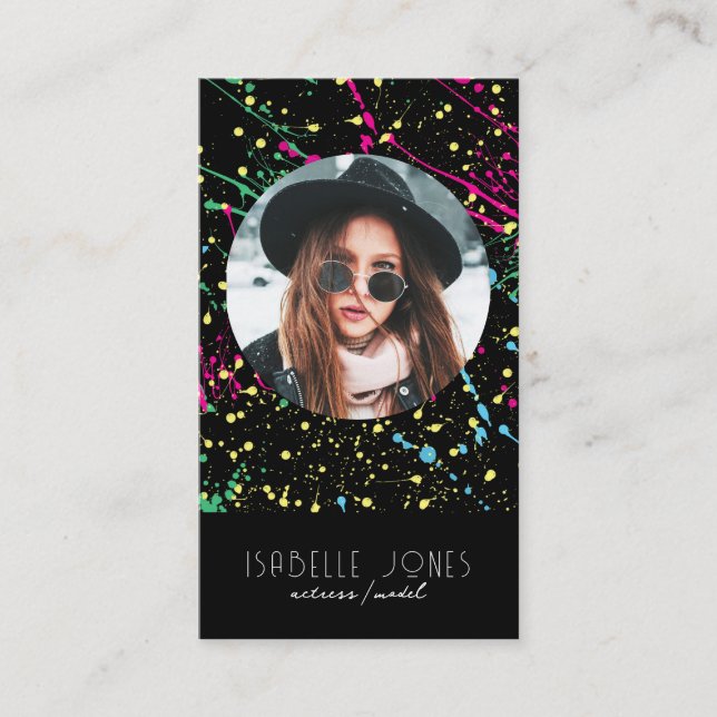 Actor Model Singer DJ Photo QR code Social Media Business Card (Front)