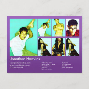 Actor & Model Violet Headshot Comp Postcard