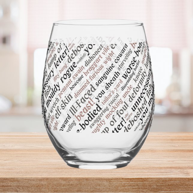 Actor Opening Night Gift Shakespeare Insults Stemless Wine Glass (Actor Opening Night Gift Shakespeare Insults Stemless Wine Glass)