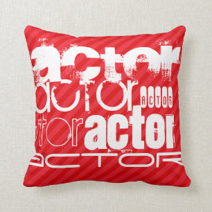 Actor; Scarlet Red Stripes Throw Pillow