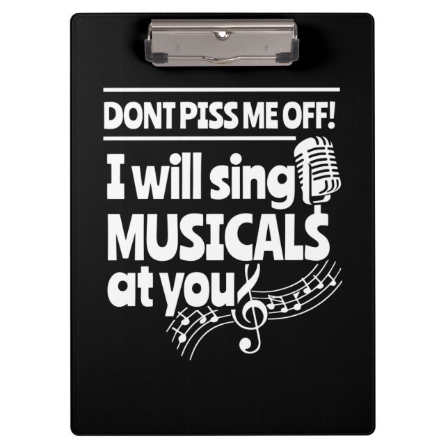 Actor Will Sing Musicals At You Clipboard (Front)