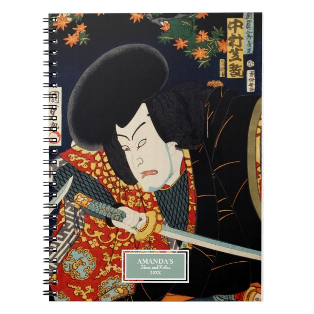 Actor With A Samurai Sword Toyohara Kunichika Notebook (Front)