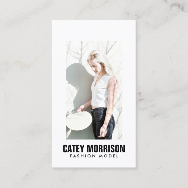 Actors and Models Classic White Framed Headshot Business Card (Front)
