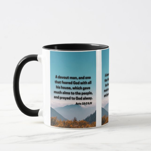 Acts 10:2 KJV Bible Scripture Pic Two-Tone Mug (Left)