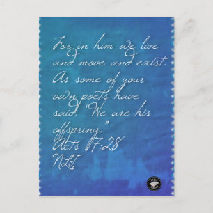 Acts 17:28 Bible Verse Memory Card Postcard