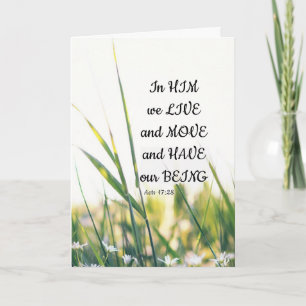 Acts 17:28 In Him we Live and Move Bible Verse Card