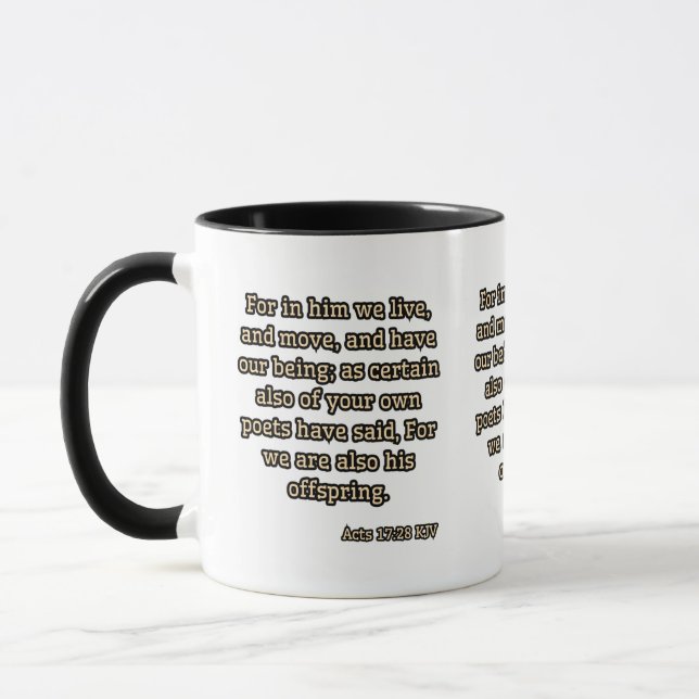 Acts 17:28 KJV Bible Verse Two-Tone Mug (Left)