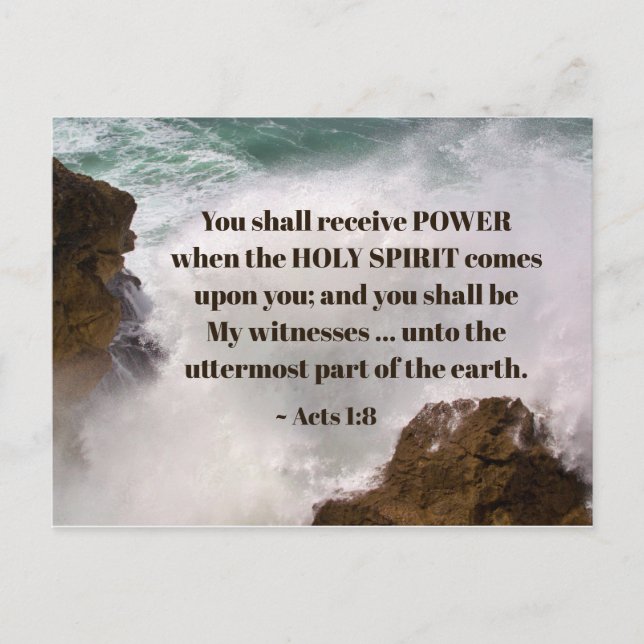 Acts 1:8 You shall receive POWER Bible Verse Postcard (Front)