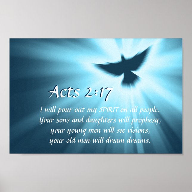 Acts 2:17 I will pour out My Spirit, Bible Verse Poster (Front)