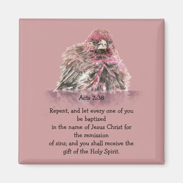 Acts 2:38 Baptism Scripture Verse Bird in Water Magnet (Front)