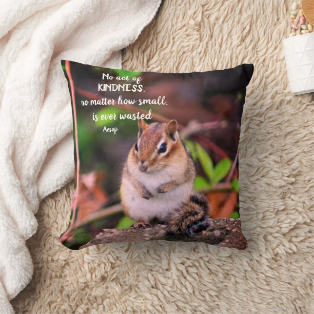 Acts Of Kindness Inspirational Quote Chipmunk  Throw Pillow (Blanket)