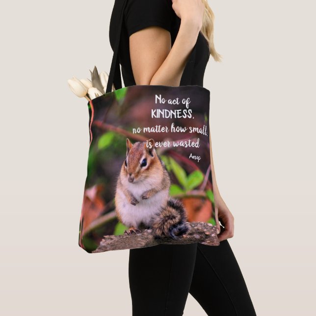 Acts Of Kindness Inspirational Quote Chipmunk Tote Bag (Close Up)