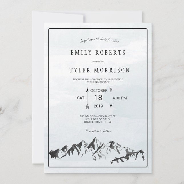 Actualisation Forêt de Montagne Mariage Invitation (Devant)