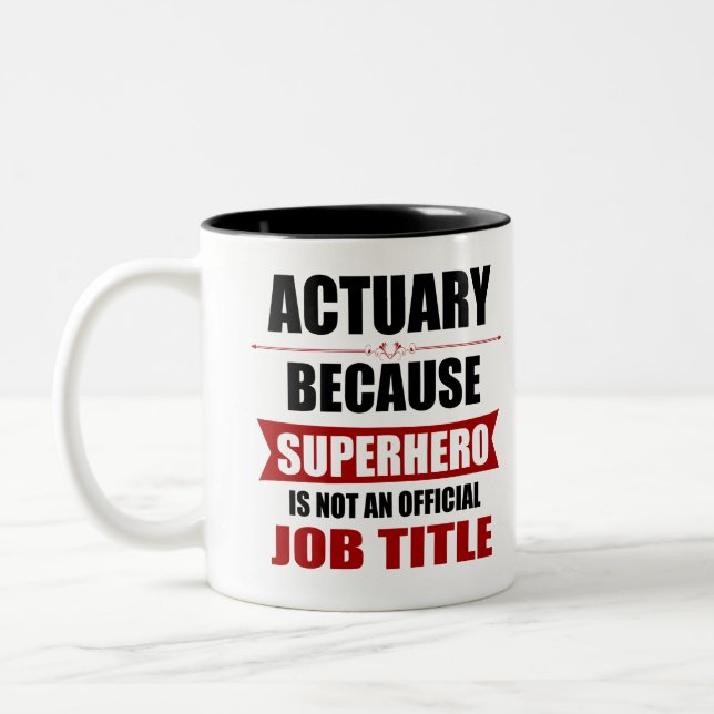 Actuary Superhero Novelty Two-Tone Coffee Mug (Left)