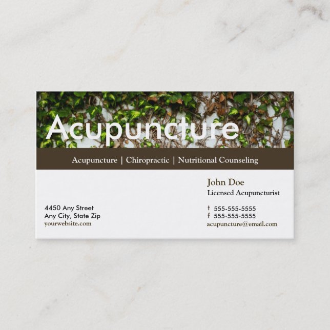 Acupuncture Business card appointment card (Front)