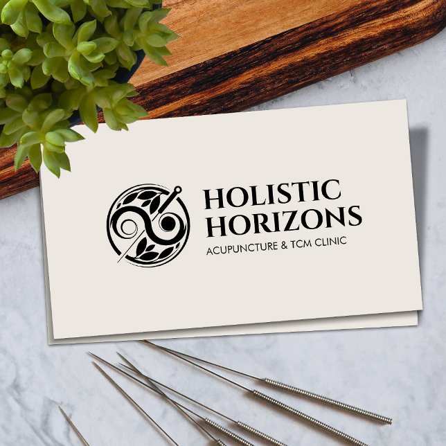 Acupuncture Needles, Yin Yang and Leaves Business Card (Creator Uploaded)