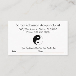Acupuncturist Appointment Business Card