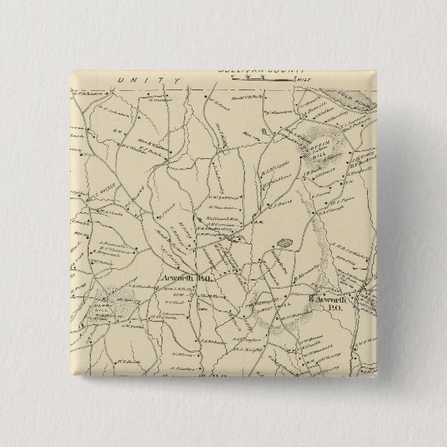 Acworth, Sullivan County 2 Inch Square Button (Front)