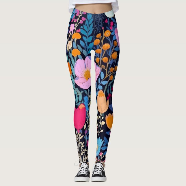 AD 002 - Floral digital pattern Leggings (Front)