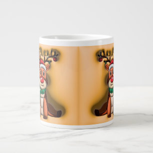 AD 022 - Christmas digital graphic reindeer Large Coffee Mug