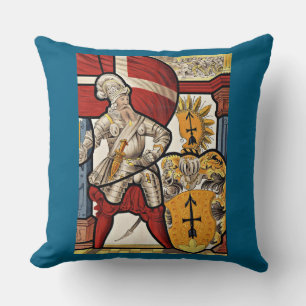 AD 1600 Swiss soldier print Throw Pillow