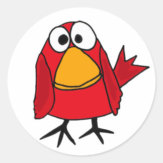 AD- Funny Sad Cardinal Bird Cartoon Classic Round Sticker