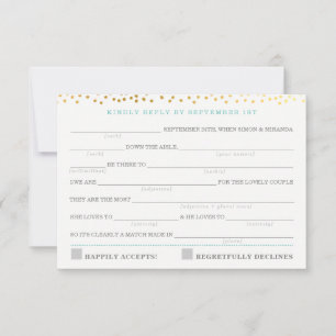 AD LIB RSVP REPLY fun rustic gold confetti mint
