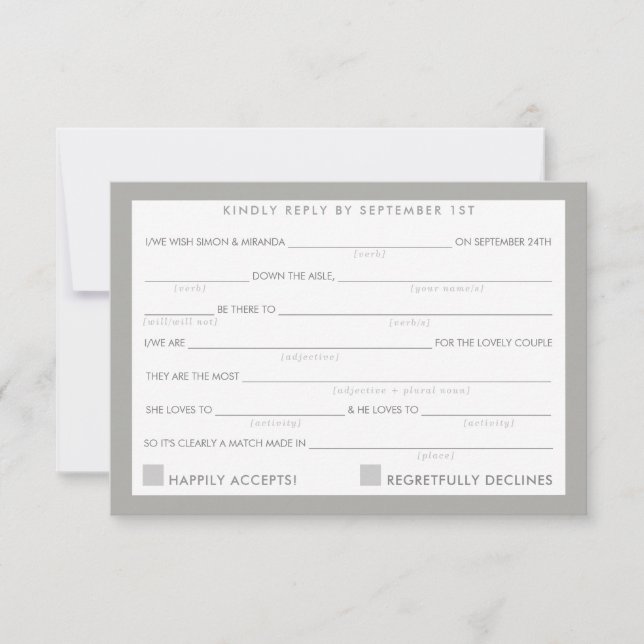 AD LIB RSVP REPLY fun simple bold minimal grey (Front)