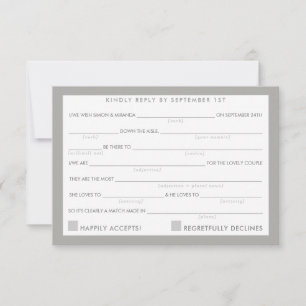 AD LIB RSVP REPLY fun simple bold minimal grey Card