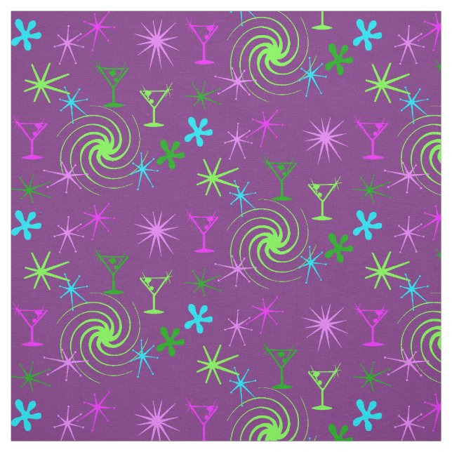 Ad Man Martini Abstract Conversational Fabric (Swatch)