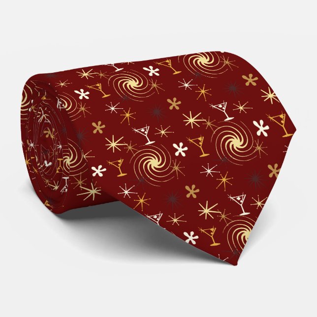 Ad Man Martini Foulard Burgundy Two-sided Tie (Rolled)
