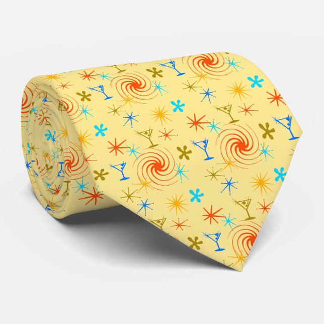 Ad Man Martini Foulard Yellow Two-sided Tie (Rolled)