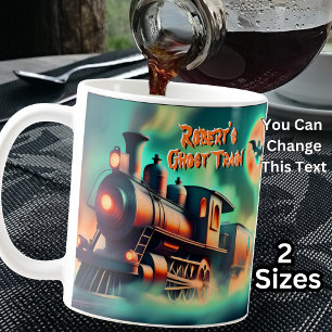Ad Name, Ghost Train Halloween Misty Steam Train Coffee Mug