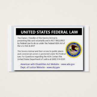 ADA Service Dog Law Handout cards