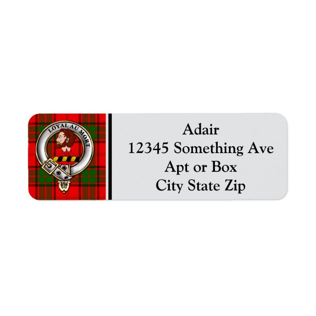 Adair Clan Badge & Tartan Personalized (Front)