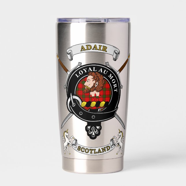 Adair Clan Badge Tartan & Swords Insulated Tumbler (Front)