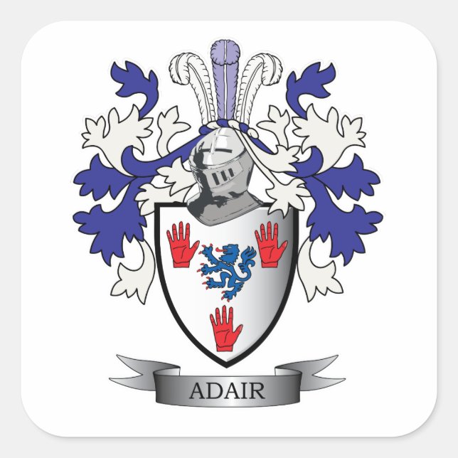 Adair Family Crest Coat of Arms Square Sticker (Front)