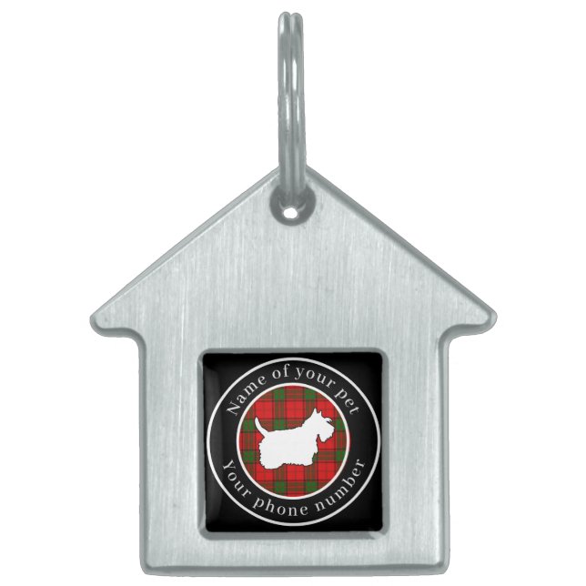 Adair Tartan Scottie Dog Personalized Pet ID Tag (Front)