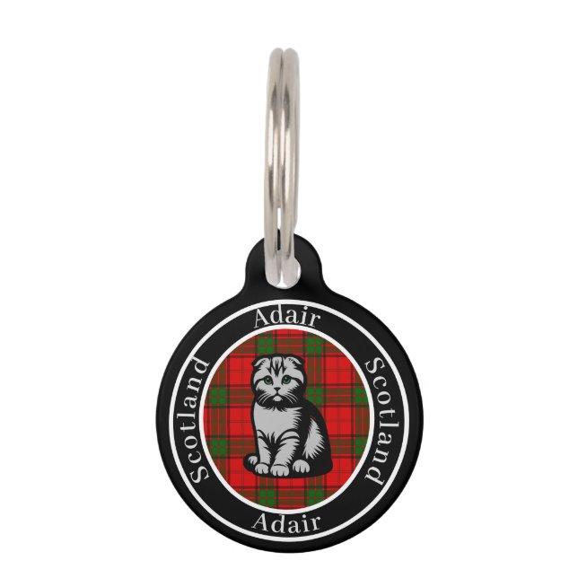 Adair Tartan & Scottish Kitty Personalized  Pet Tag (Front)