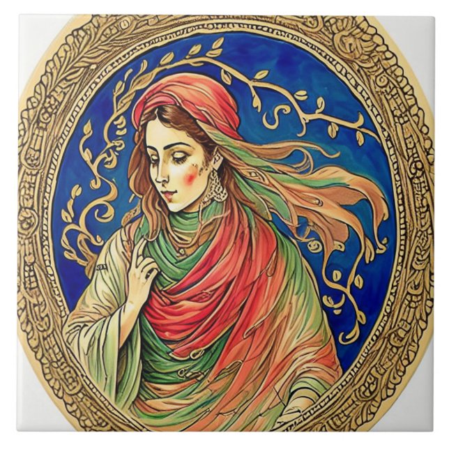 Adalusian traditional ceramic art no 8 tile (Front)