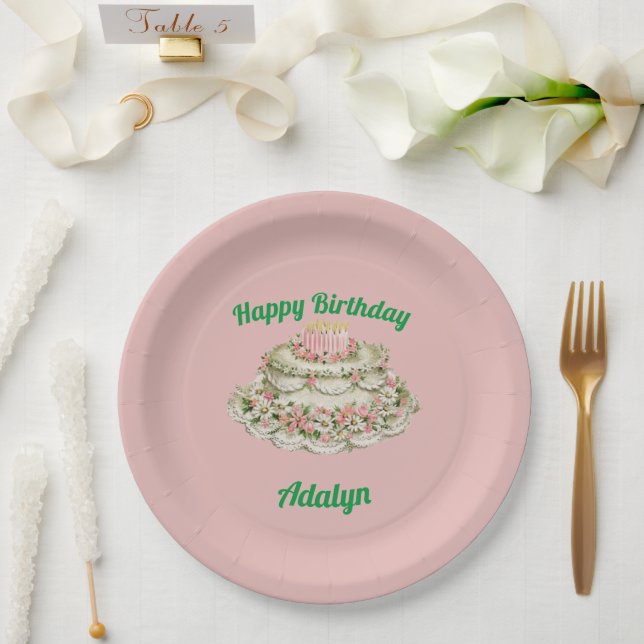 ADALYN ~ VINTAGE BIRTHDAY CAKE ~ PAPER PLATE (Wedding)