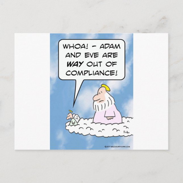 Adam and Eve are out of compliance. Postcard (Front)